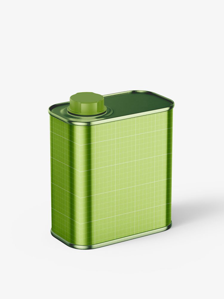 Metallic rectangle tin can mockup