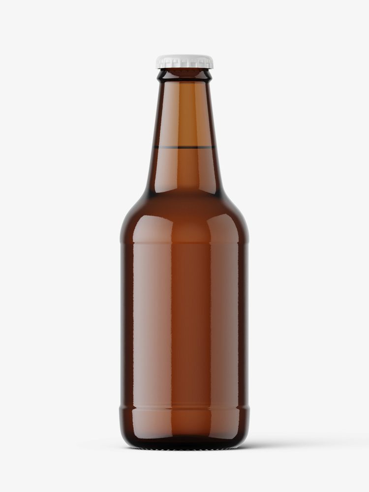 Amber beer bottle mockup / 330 ml