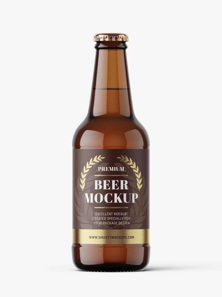 Download Amber beer bottle mockup / 330 ml - Smarty Mockups