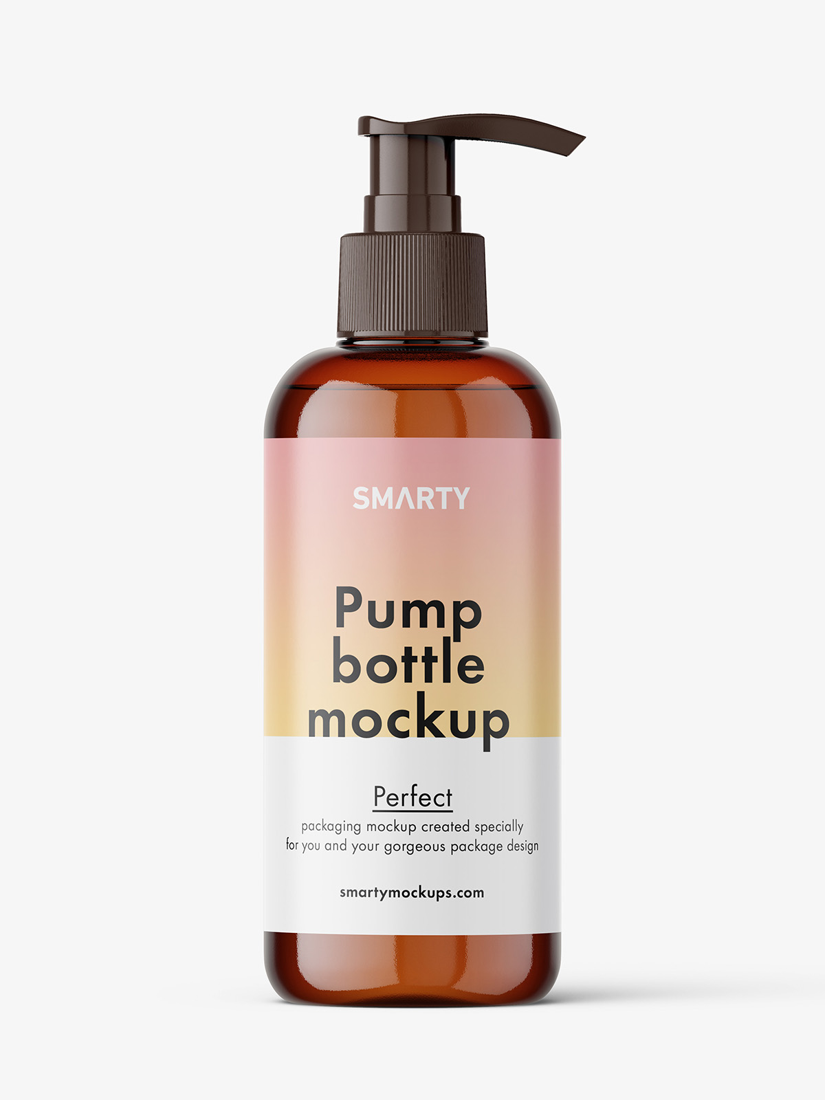 Cosmetic bottle with pump mockup / amber - Smarty Mockups