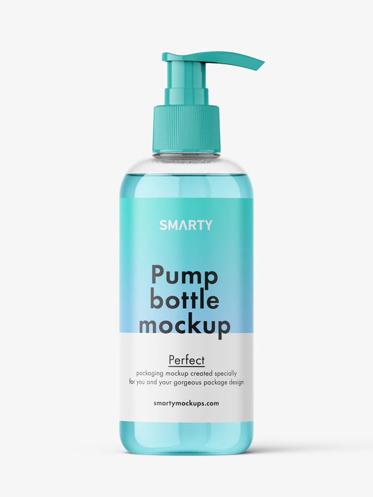 Cosmetic bottle with pump mockup / clear