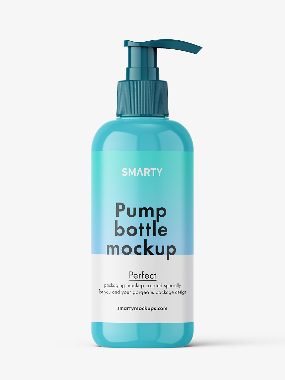 Cosmetic bottle with pump mockup / glossy - Smarty Mockups