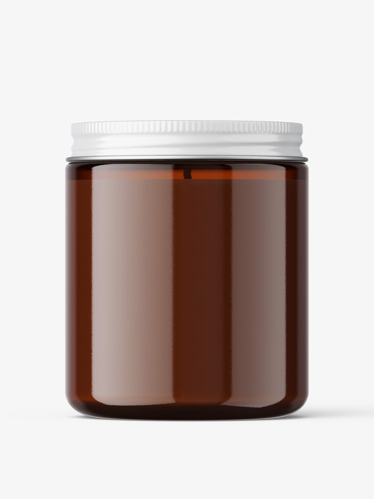 Candle in glass jar mockup / amber
