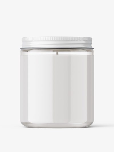 Candle in glass jar mockup / clear