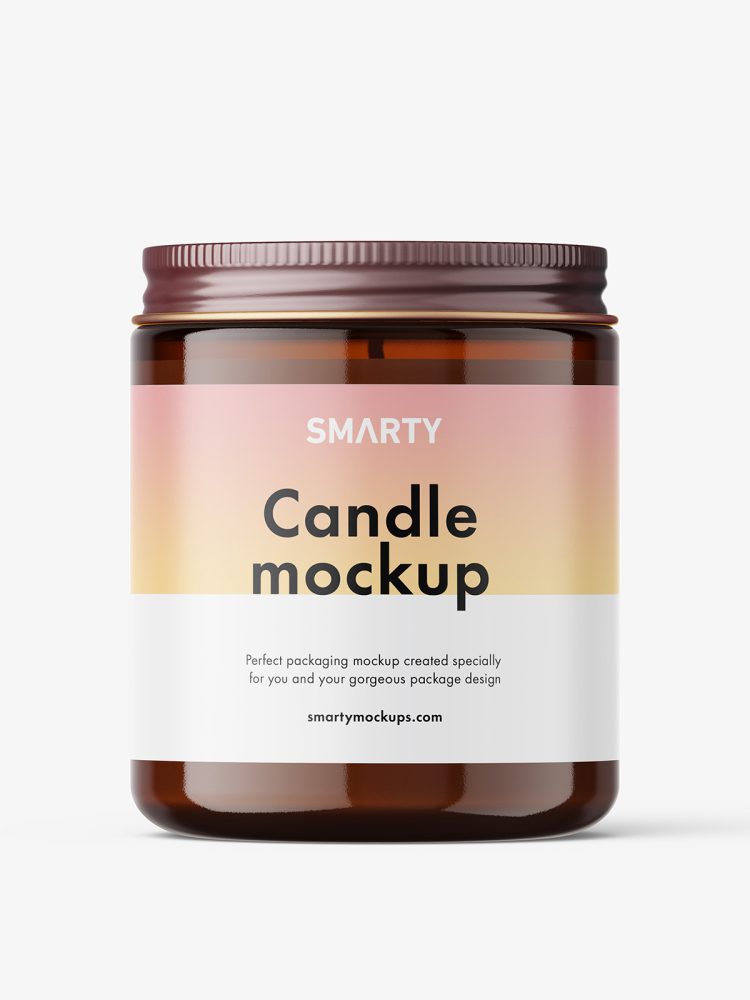 Candle in glass jar mockup / amber