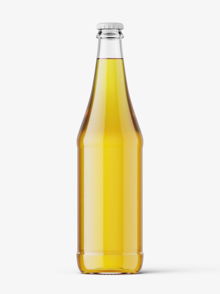 Clear beer bottle mockup