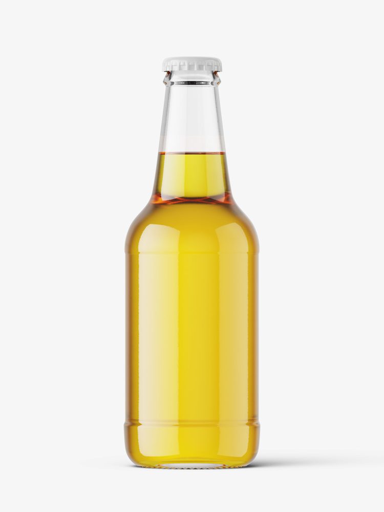 Transparent beer bottle mockup / 330 ml