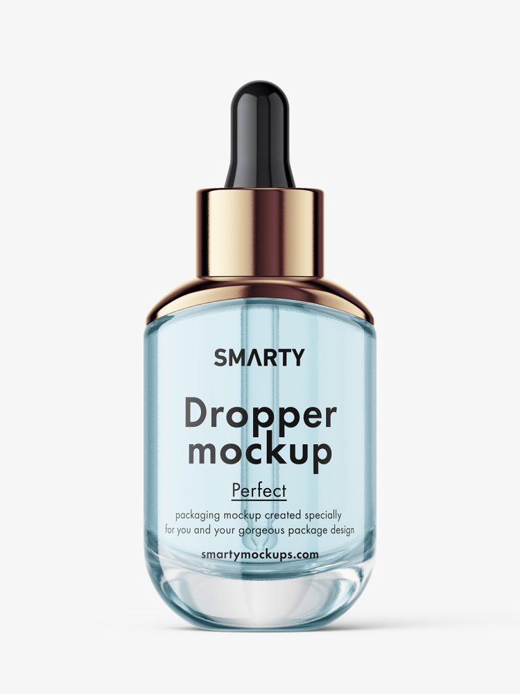 Glass dropper bottle mockup / clear