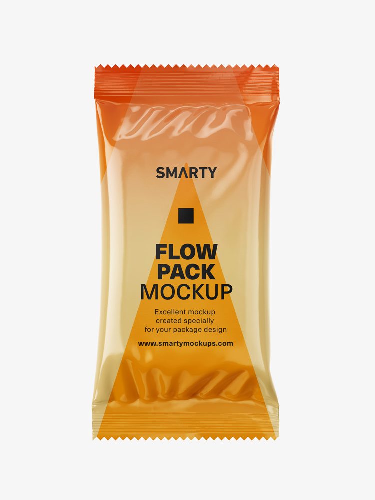 Glossy flow pack mockup