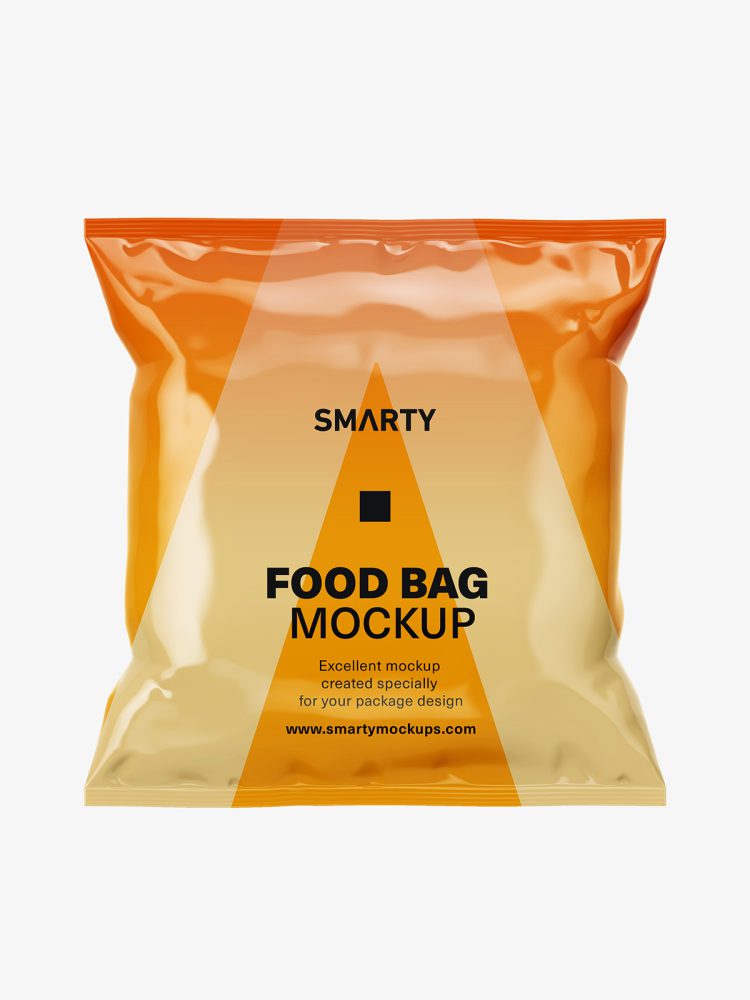 Glossy food bag mockup