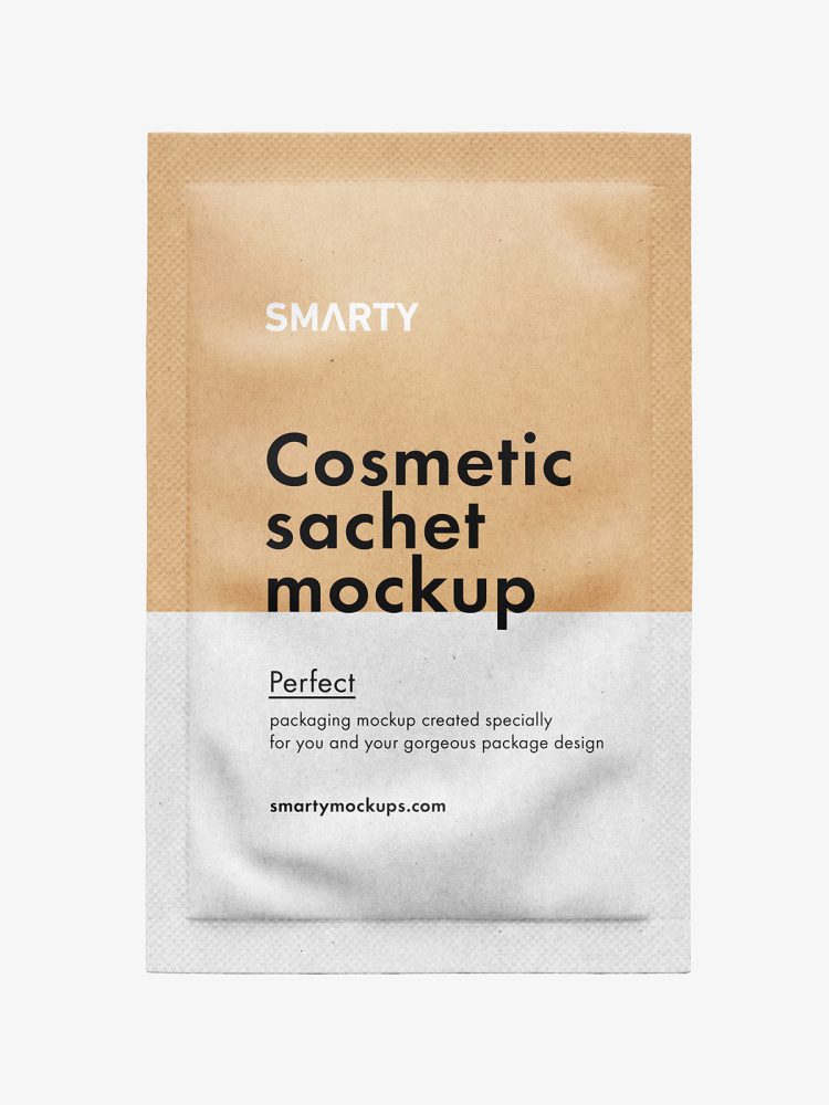 Cosmetic sachet mockup / kraft paper