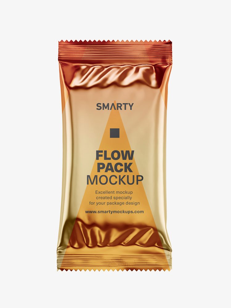 Metallic flow pack mockup