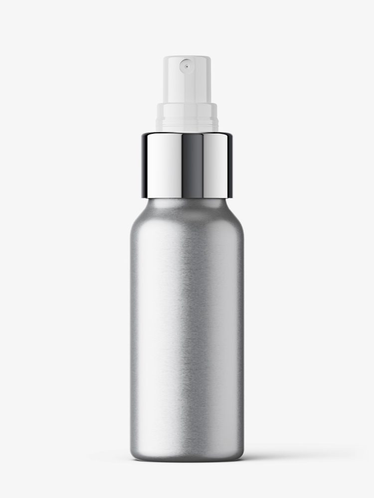 Metallic mist spray bottle mockup