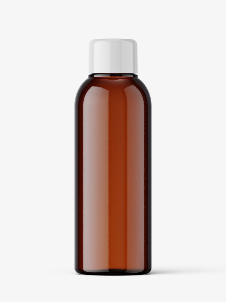 Small amber bottle with screw cap mockup