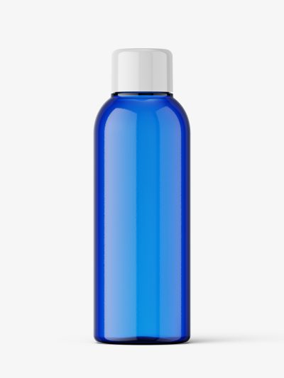 Small blue bottle with screw cap mockup