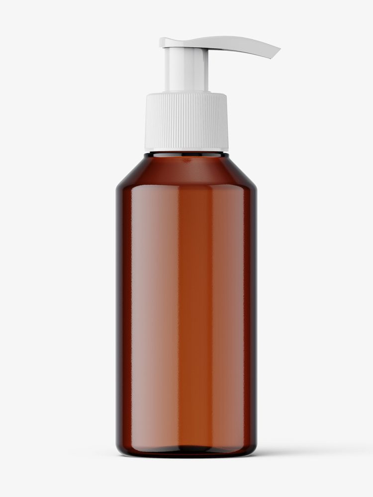 Small amber bottle with pump mockup