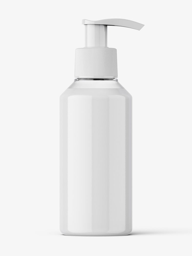 Small cream bottle with pump mockup