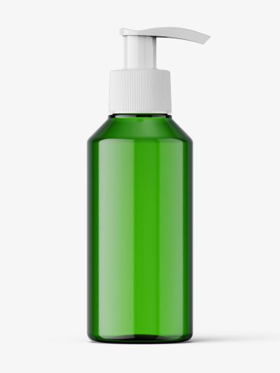 Small green bottle with pump mockup
