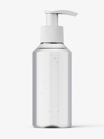 Small clear bottle with pump mockup