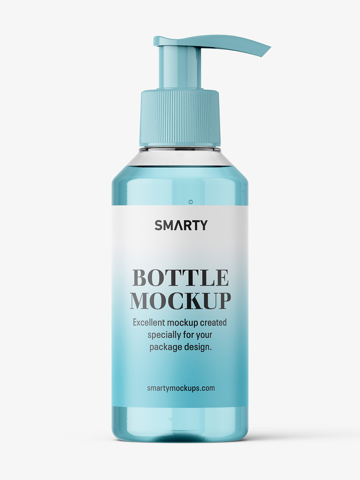 Small clear bottle with pump mockup - Smarty Mockups