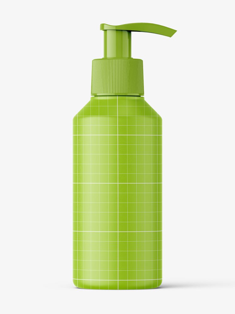 Small clear bottle with pump mockup