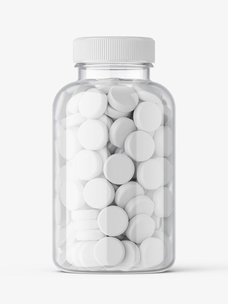 Jar with tablets mockup