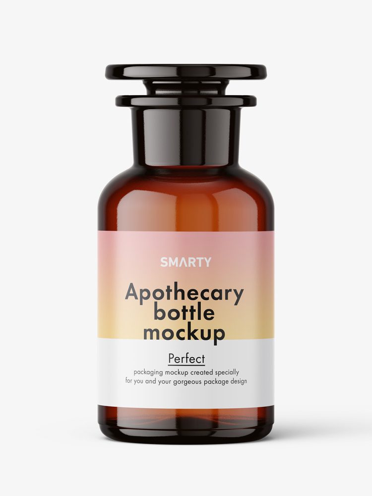 Amber apothecary bottle mockup
