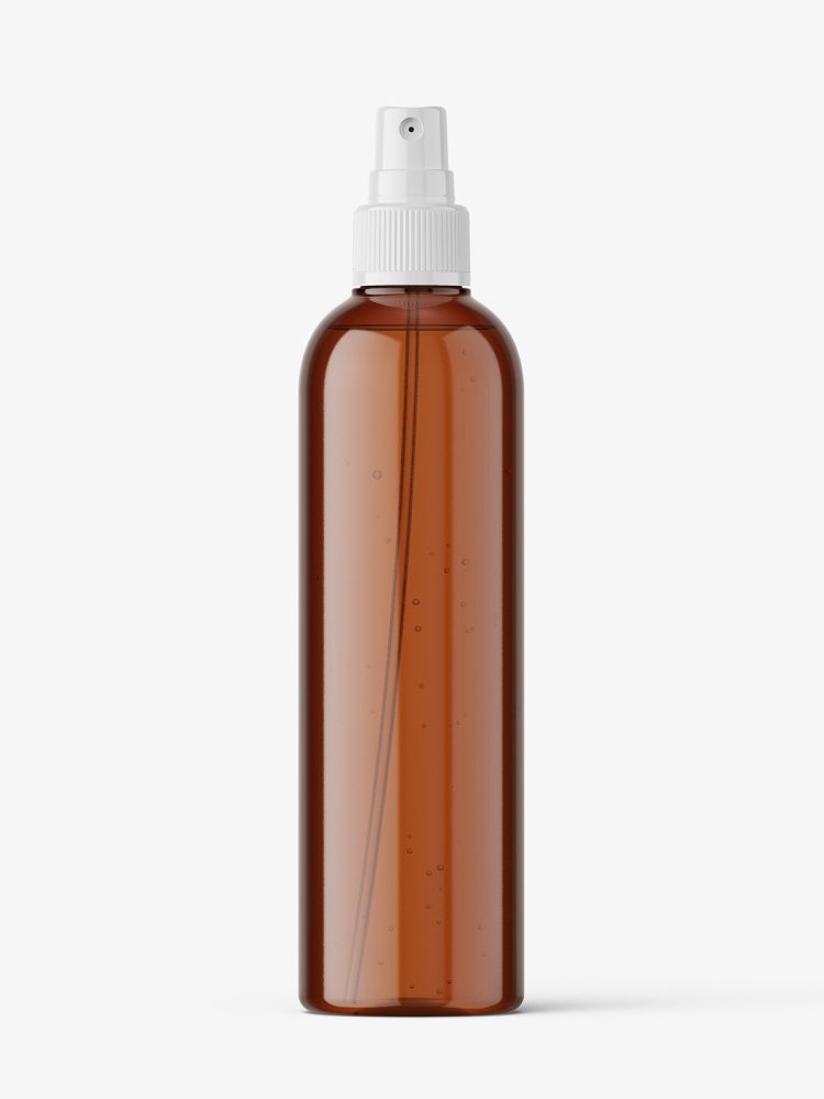 Amber bottle with mist spray mockup