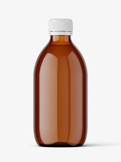 Amber syrup bottle mockup / 300 ml
