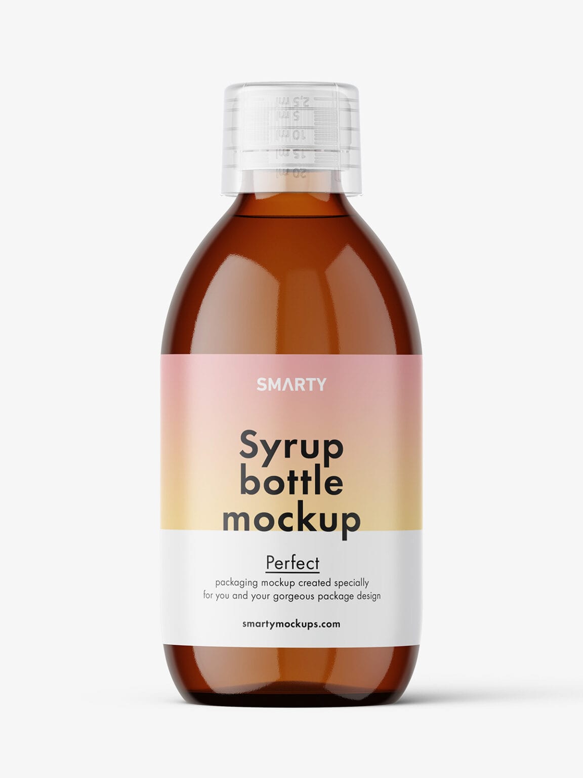 Amber syrup bottle mockup / 300 ml - Smarty Mockups