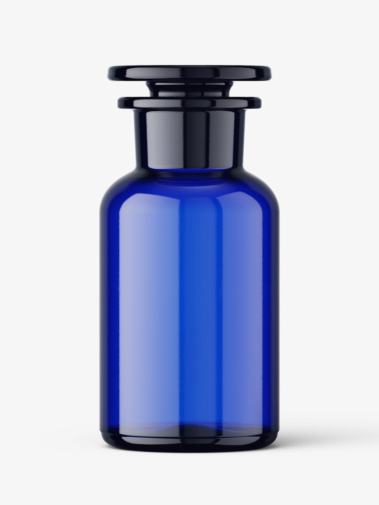 Blue apothecary bottle mockup