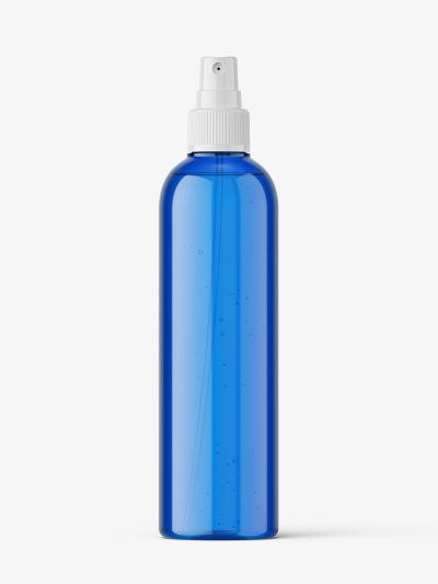 Blue bottle with mist spray mockup