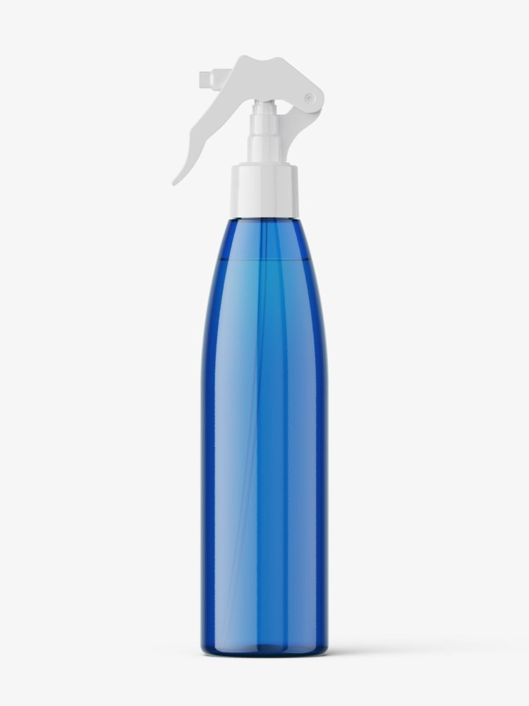 Blue bottle with trigger spray mockup