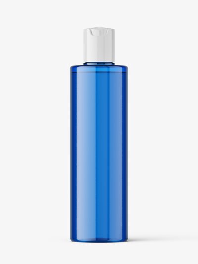 Cylinder bottle with disctop mockup / blue