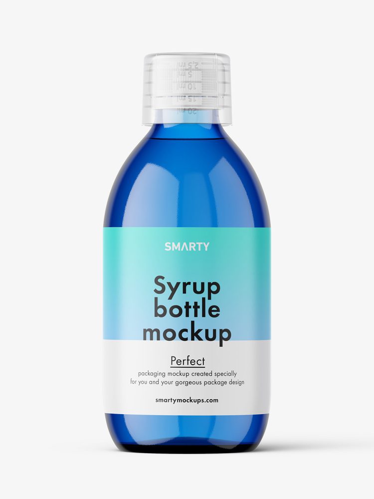 Blue syrup bottle mockup / 300 ml .zip