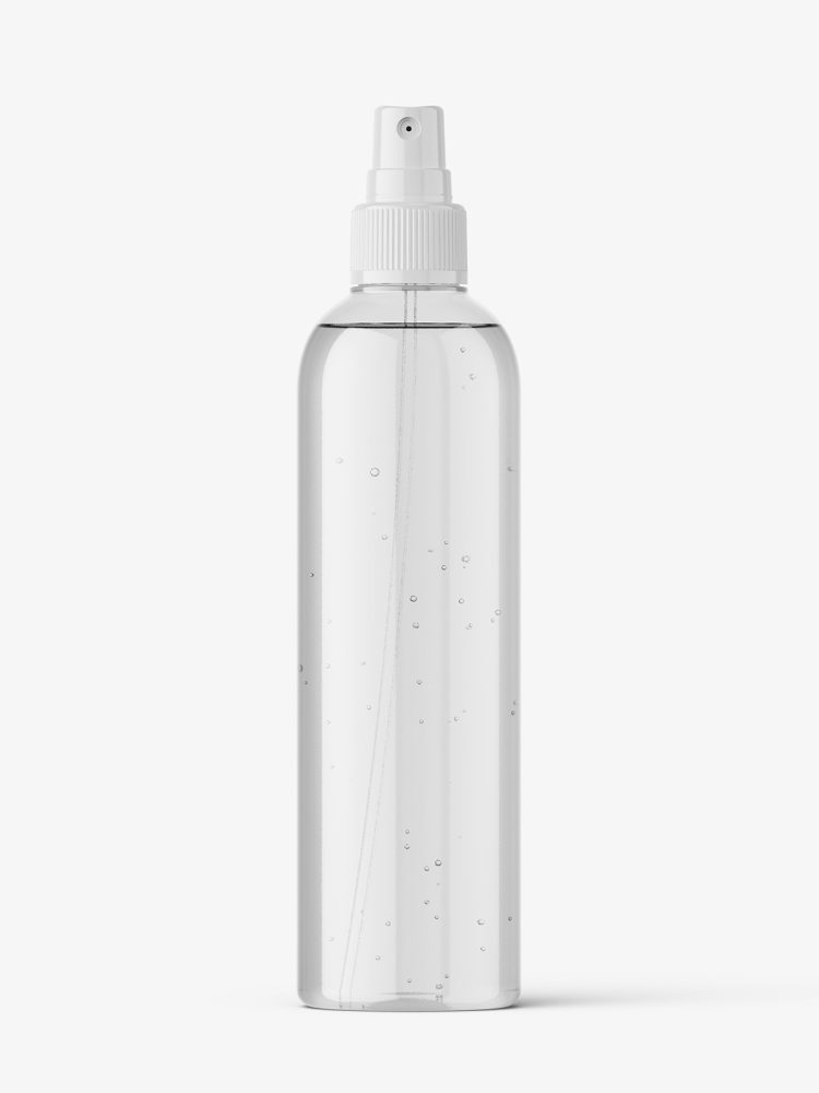 Clear bottle with mist spray mockup
