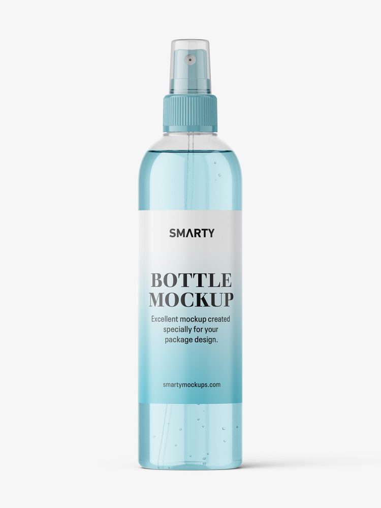 Clear bottle with mist spray mockup