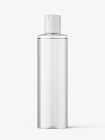 Cylinder bottle with disctop mockup / clear