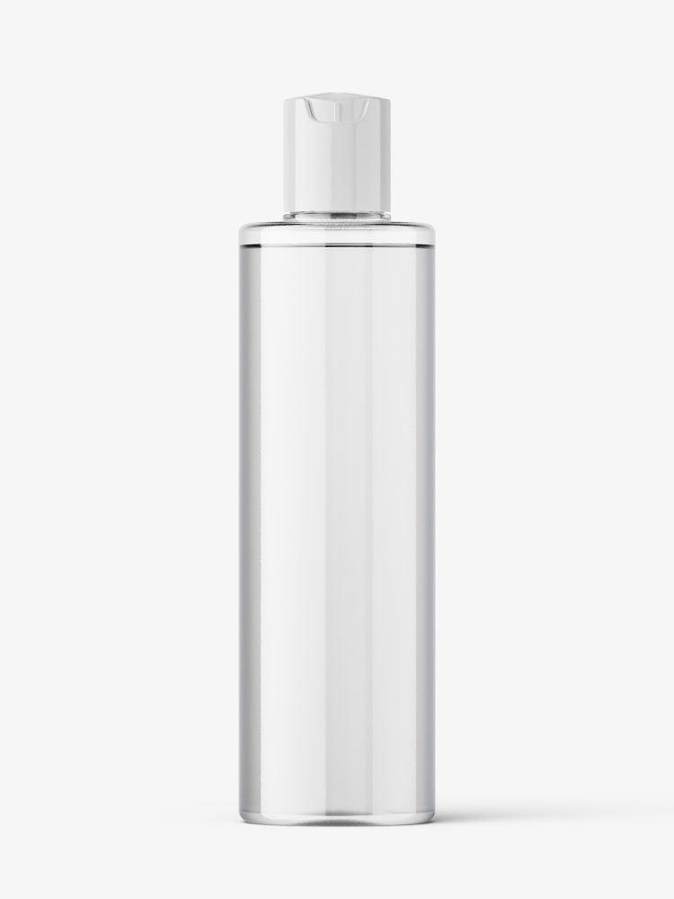 Cylinder bottle with disctop mockup / clear
