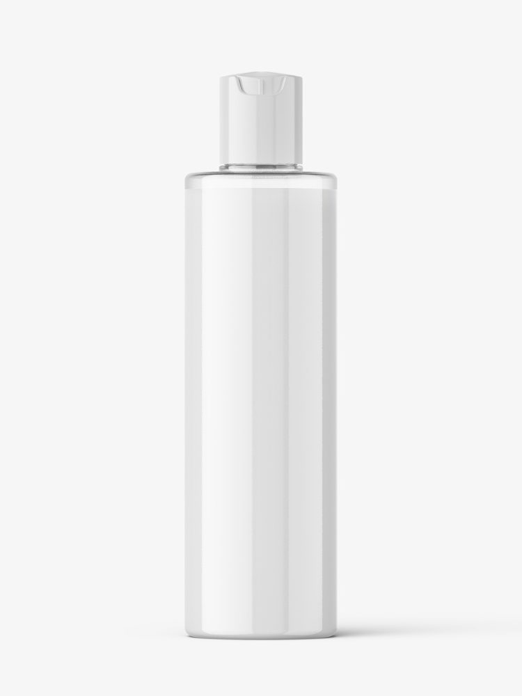 Cylinder bottle with disctop mockup / cream