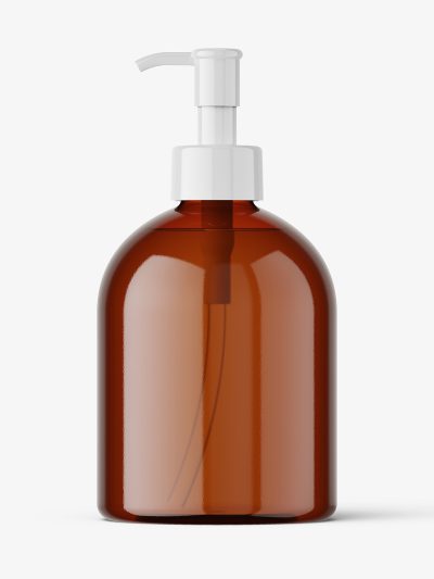 Amber dome bottle with pump mockup