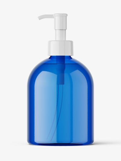 Blue dome bottle with pump mockup