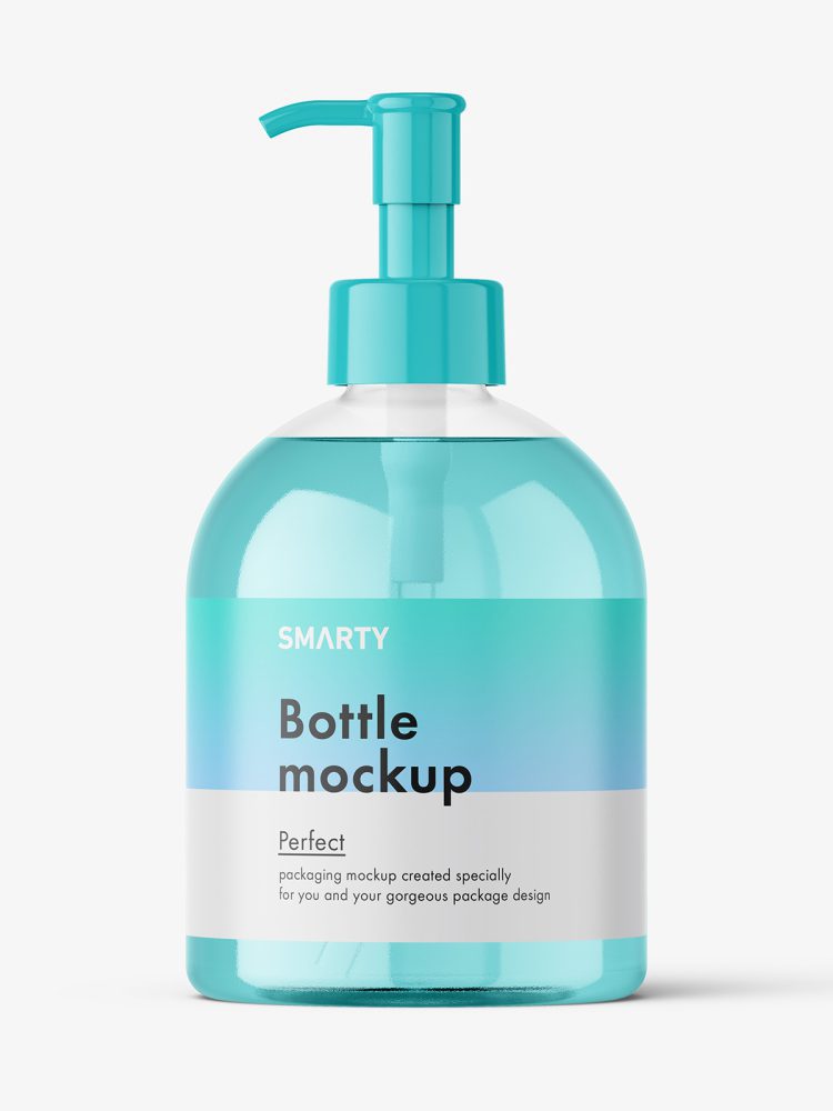 Clear dome bottle with pump mockup