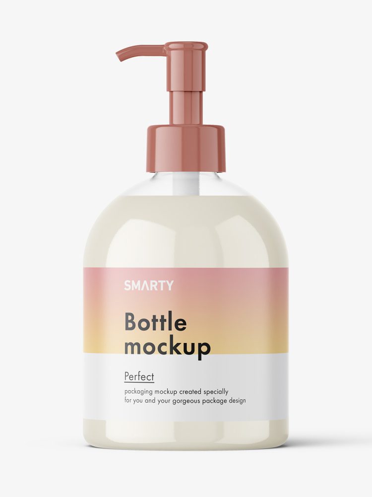Cream dome bottle with pump mockup
