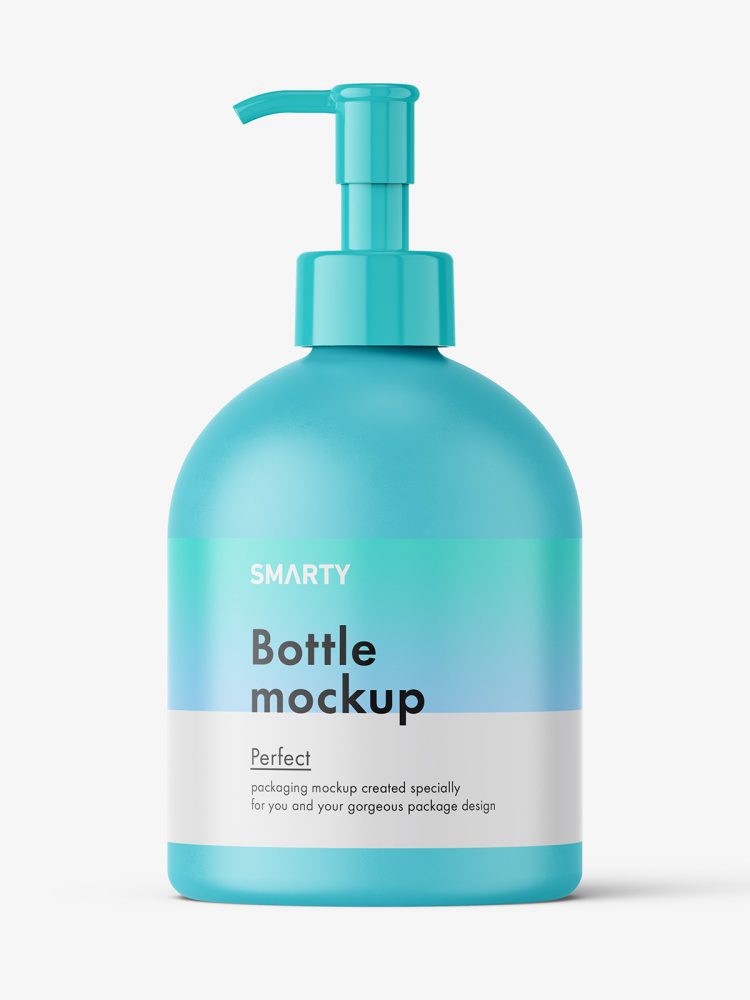 Glossy dome bottle with pump mockup