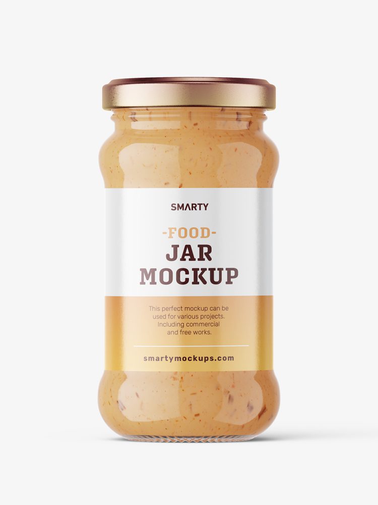 Food sauce jar mockup