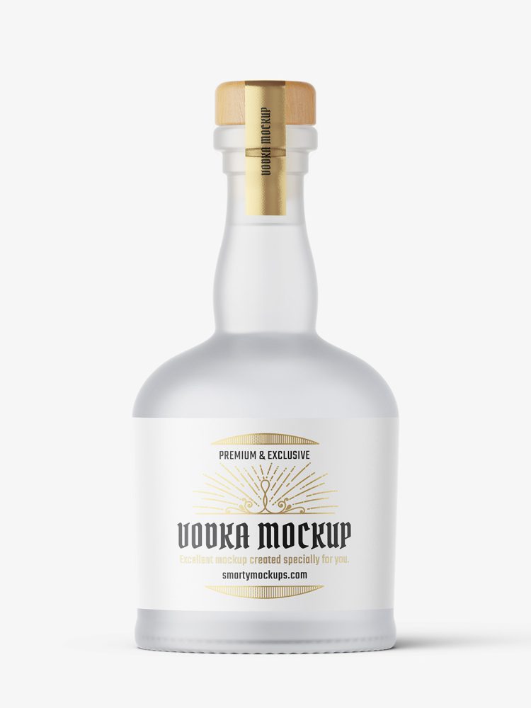 Frosted vodka bottle mockup