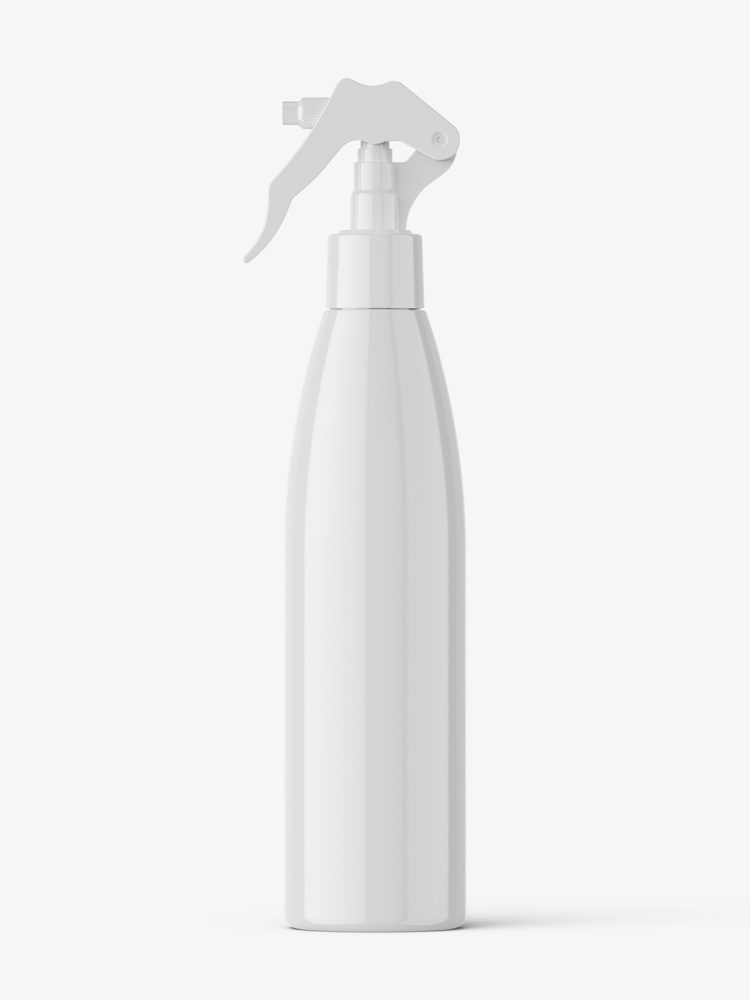 Glossy bottle with trigger spray mockup