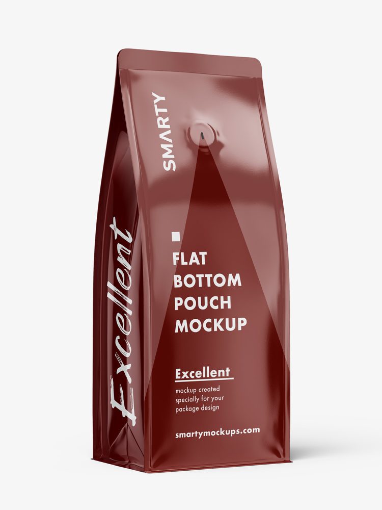 Flat bottom pouch mockup / glossy