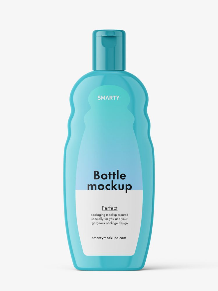 Glossy shampoo bottle mockup
